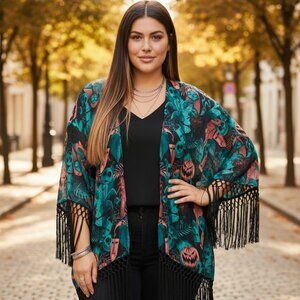 Disney Nightmare Before Christmas Chiffon Fringe Kimono